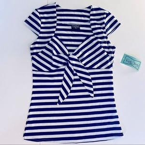 Rock Steady blue stripe shirt with bow detail - M